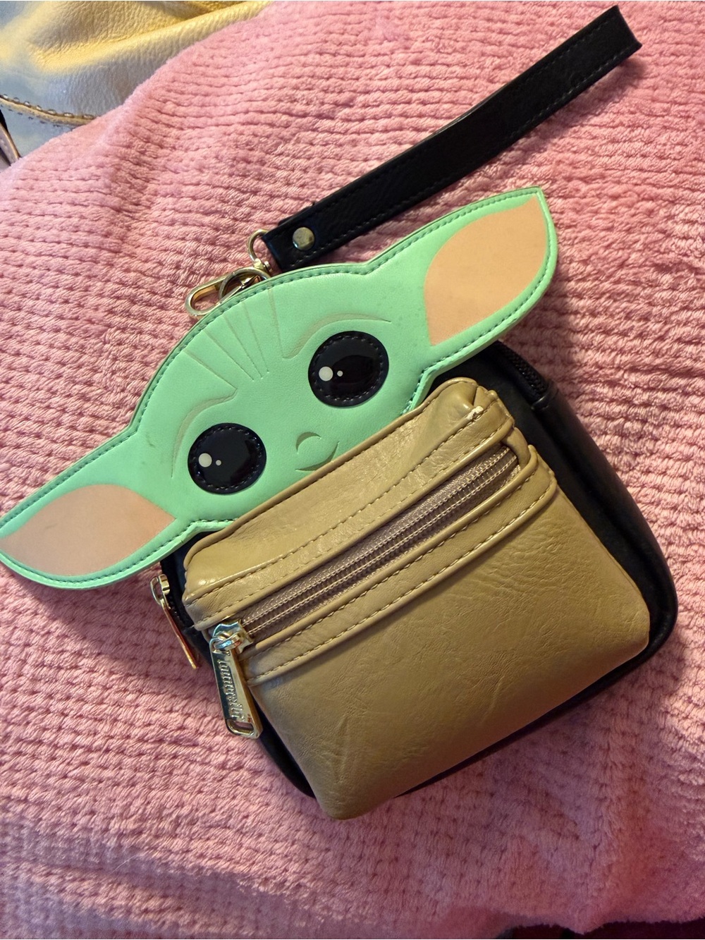 Loungefly Star Wars Grogu Wallet Wristlet with Tan Coin Pocket